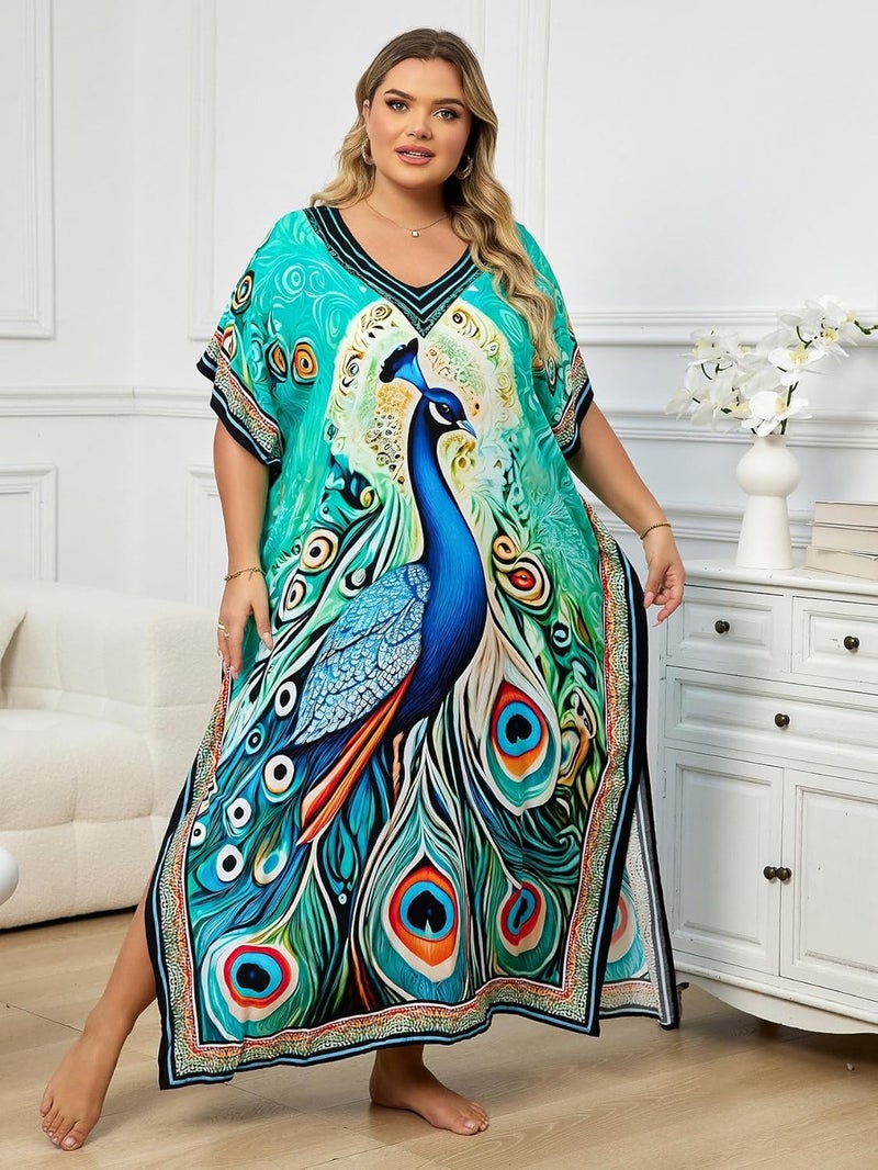 IMAGEKOPE Kaftan Dresses for Women Plus Size Bathing Suit Cover up Caftan Maxi Beach Dresses - Image 3